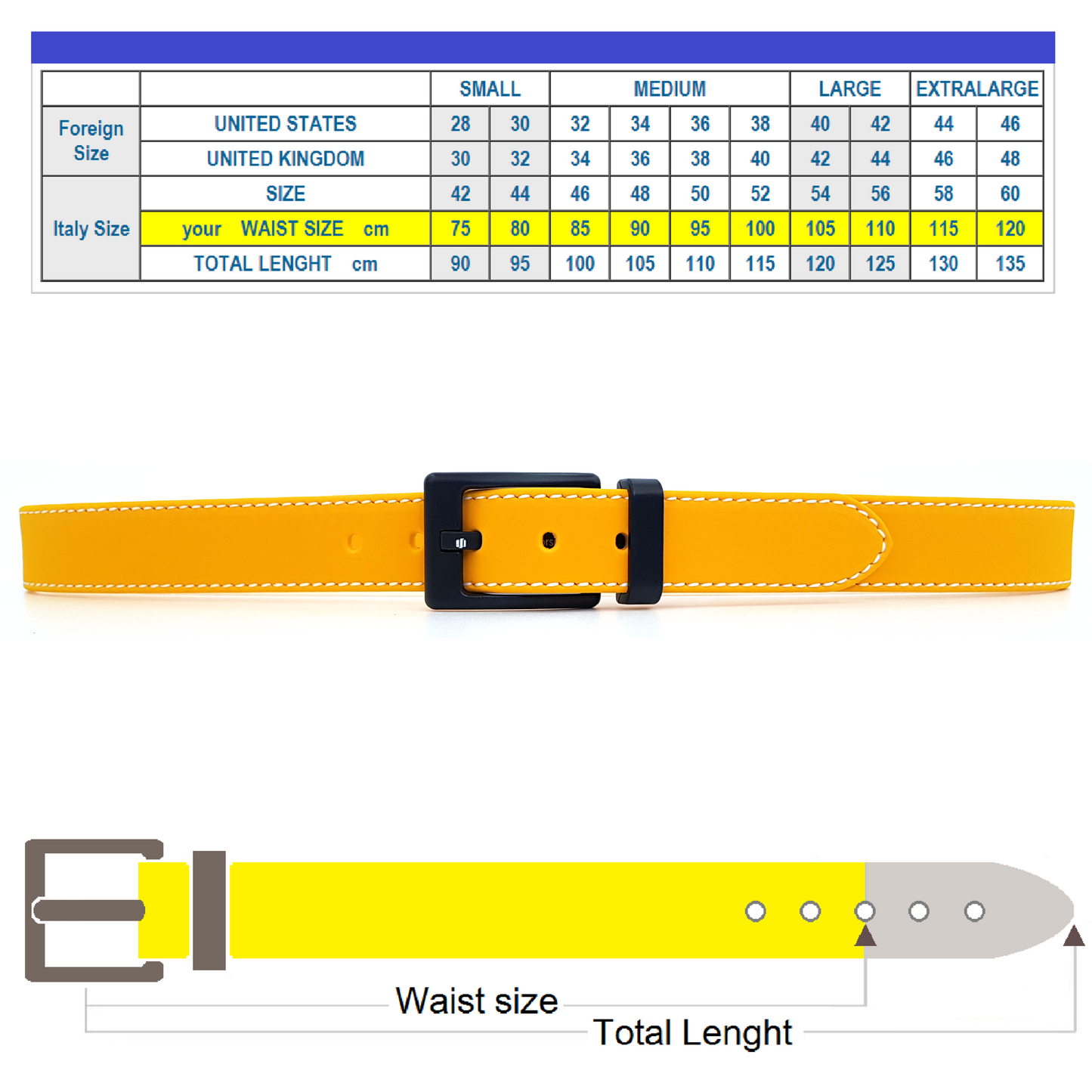 Cintura uomo Giallo Ocra Evolution Belt Basic